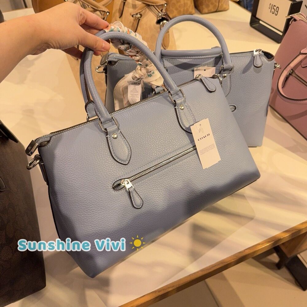 NWT Coach Bundle Georgia Satchel Bag CR156 Leather Bluebell & Cq722 Silk Scarf - Picture 5 of 12